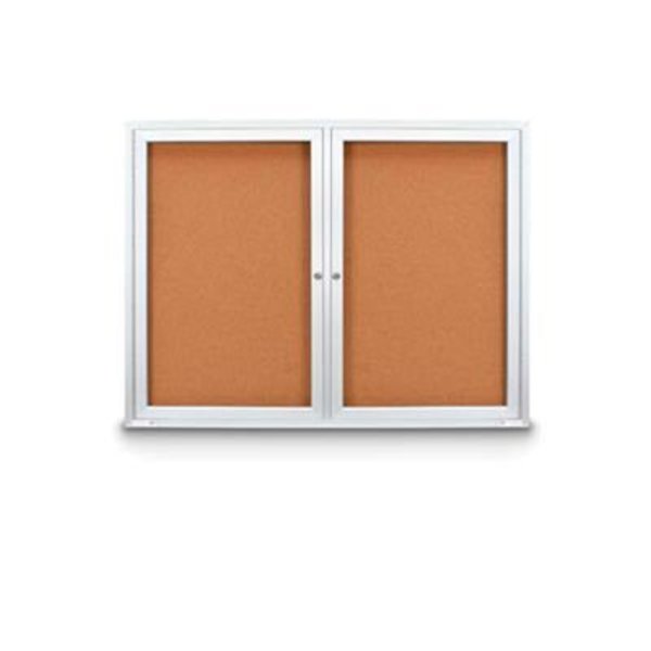 United Visual Products 48inW x 36inH Outdoor Combo Board w/Two Corkboards UVCB4836OD-CORK-CORK